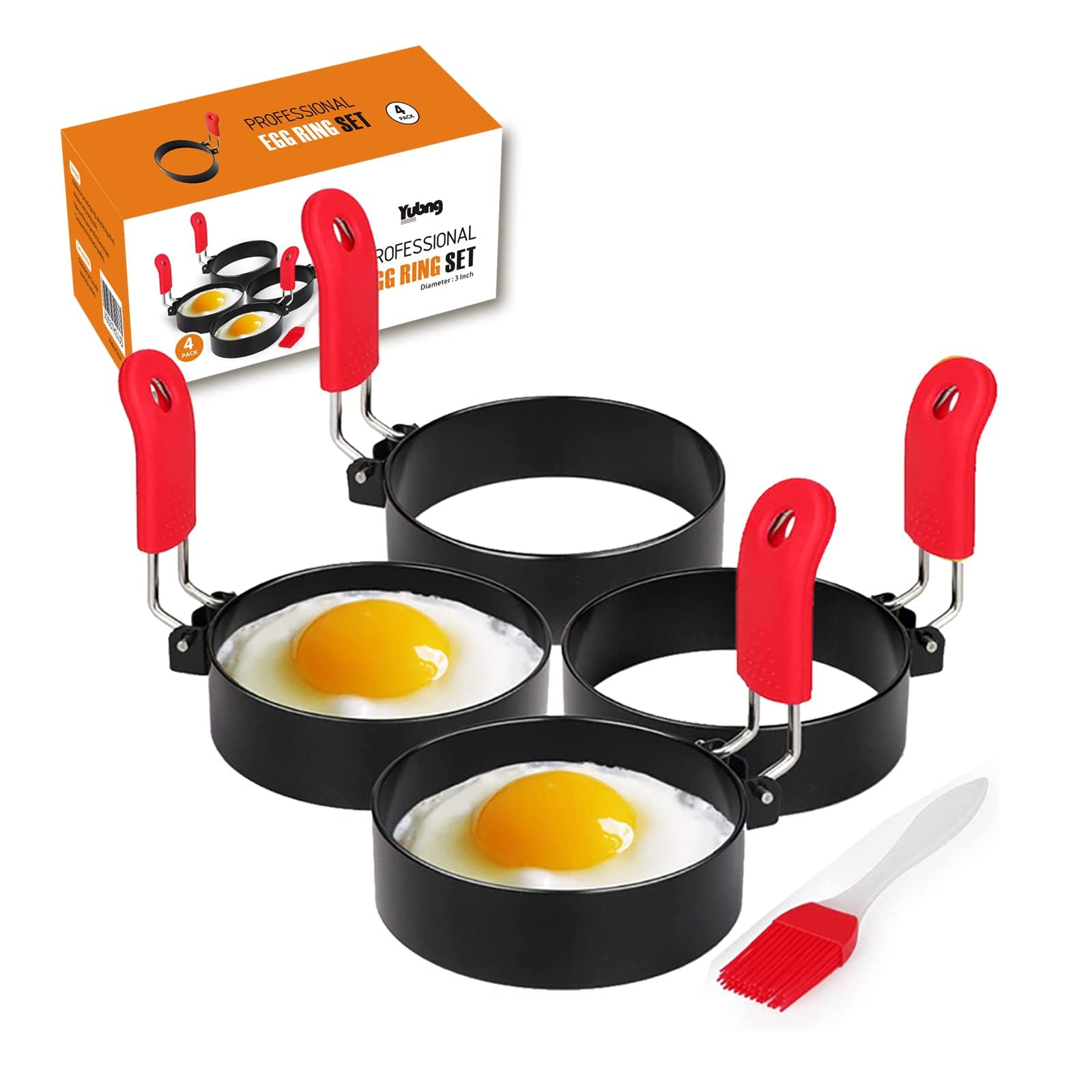 3.5 inch Egg Rings for Frying Eggs,4 Pack Non-Stick Egg Patty Maker, Pancake Mold for Indoor Camping Breakfast Sandwiches Egg Mcmuffins (4 pack, 3.5inch)